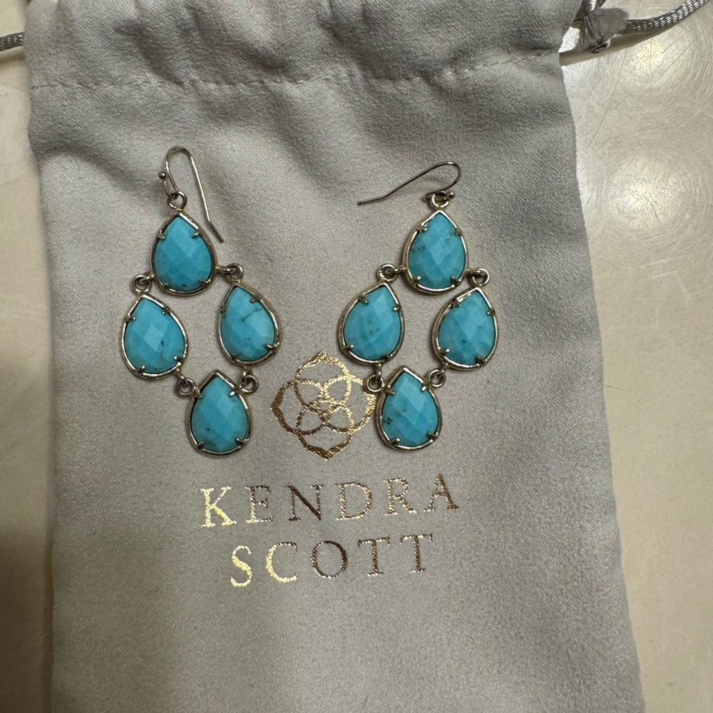 Kendra Scott Earrings Gold with Turquoise Stone